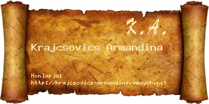 Krajcsovics Armandina névjegykártya